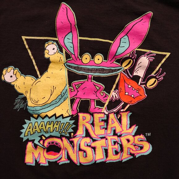 Nickelodeon AAAHH!!! Real Monsters Graphic T-Shirt Men’s Medium Black 90s Retro - Picture 2 of 6